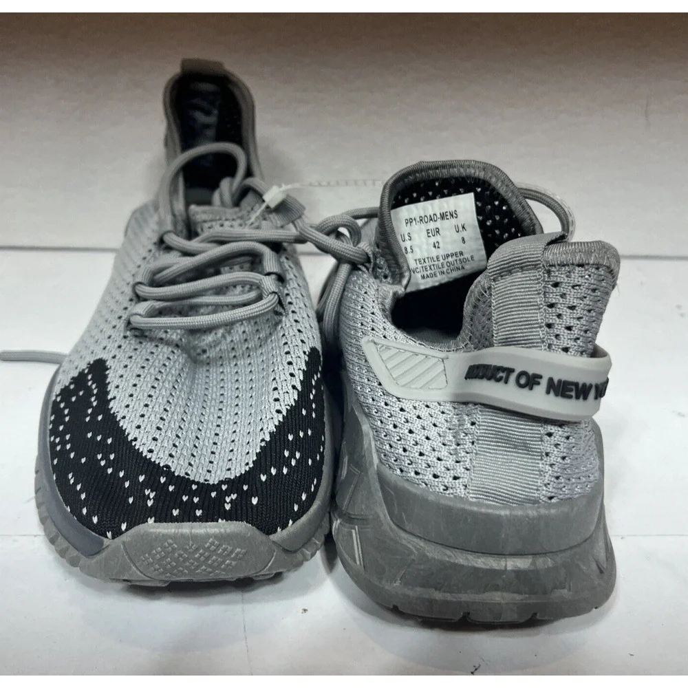 Men's 8.5M PONY PP1 Road Knit Lace-Up Low Sneakers Shoes Perforated Black & Gray